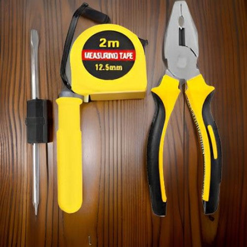 SET DE HERRAMIENTAS 3 PZ CINTA-DESTORNILLADOR-ALICATE